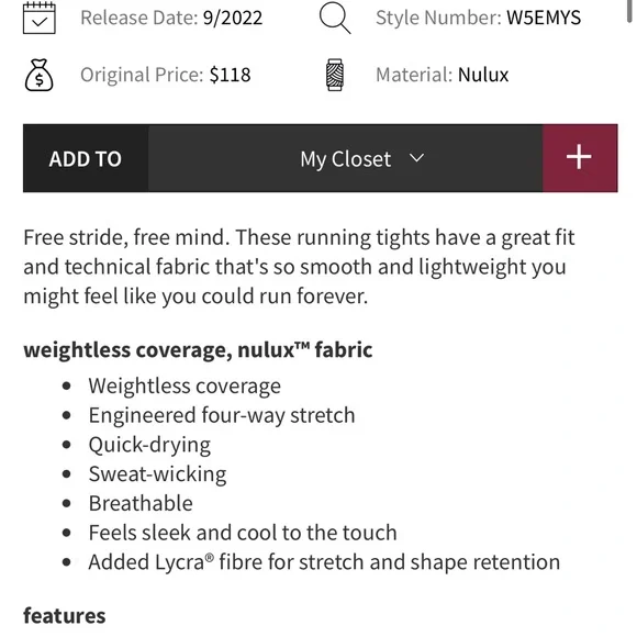 Lululemon Base Pace High-Rise Reflective Tights in Smoked Spruce - Picture 3 of 7